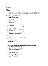 Bài kiểm tra 1 tiết môn Tiếng Anh (Lets go 1A)